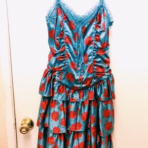 Betsey Johnson Blue and Rose Tiered Dress